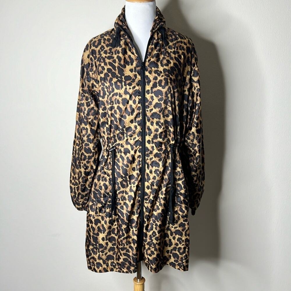 Ci Sono Leopard Print Lightweight Lined Windbreaker